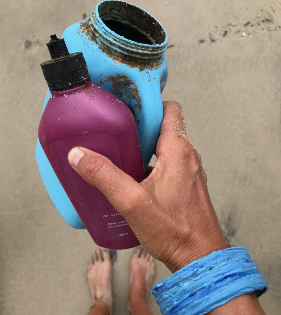 plastic shampoo bottles and cosmetic container